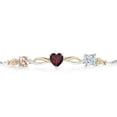 thumbnail image 2 of Gem Stone King Keren Hanan 1.92 Ct Peach Morganite Red Rhodolite Garnet 925 Silver and 10K Yellow Gold Lab Grown Diamond Bracelet for Women, 2 of 5