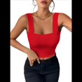 thumbnail image 1 of Top Corto Sexy Sin Mangas Ajustado con Tirantes Básicos para Mujer 2025 Rojo M, 1 of 7