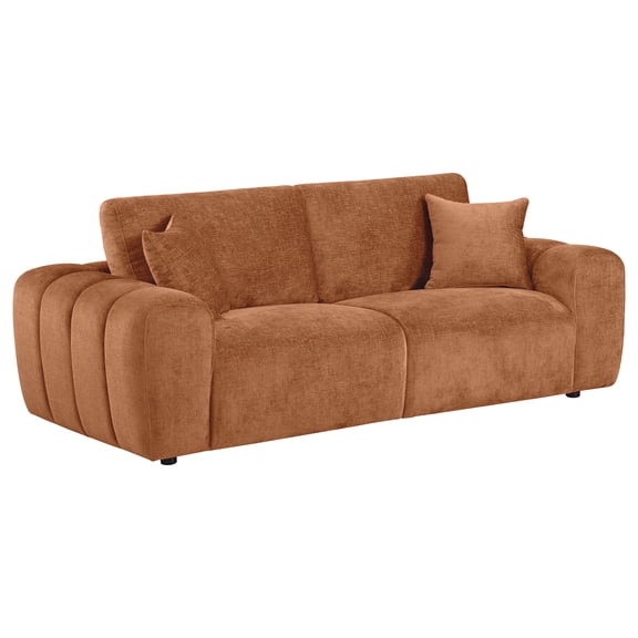 Coaster Burnett Chenille Upholstered Wide Arm Sofa in Burnt Orange