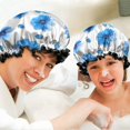thumbnail image 6 of Shower Caps,Pioneer Flower Floral Print Pattern Waterproof Shower Cap for Women 4 Pieces,Double Reusable Hair Cover for Shower PEVA Elastic Stretch Hem, 6 of 7