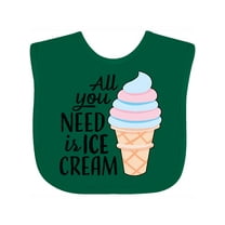 Inktastic All You Need is Ice Cream with Ice Cream Cone Boys or Girls Baby Bib