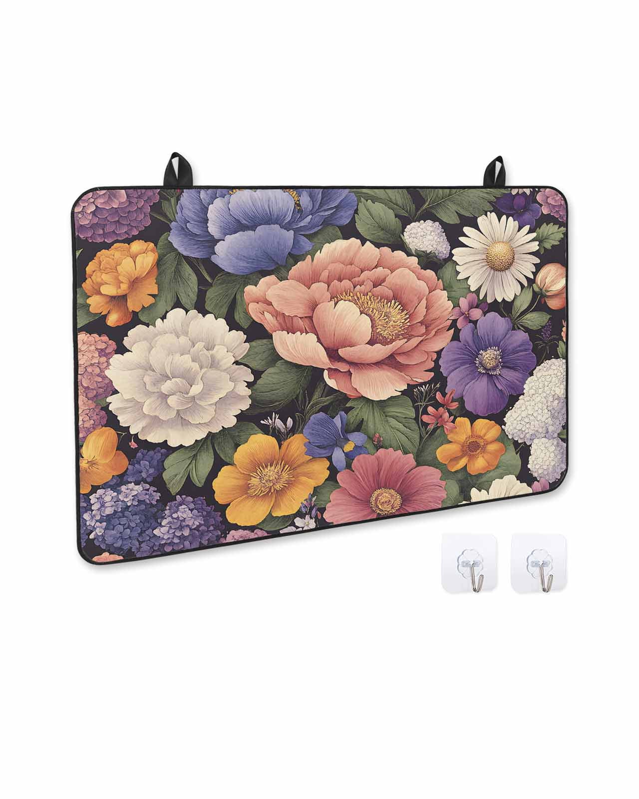 nqOlkjepod Large Induction Cooktop Protector Mat 36"x21", Colorful Spring Floral Stove Top Covers for Electric Stove, Botanical Summer Retro Decorative Stove Burner Cover Mats, Glass Top Stove Cover