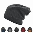 thumbnail image 3 of Men Hat Solid Color Double Layers Autumn Winter Ear Protection Knitting Hat for Outdoor, 3 of 11