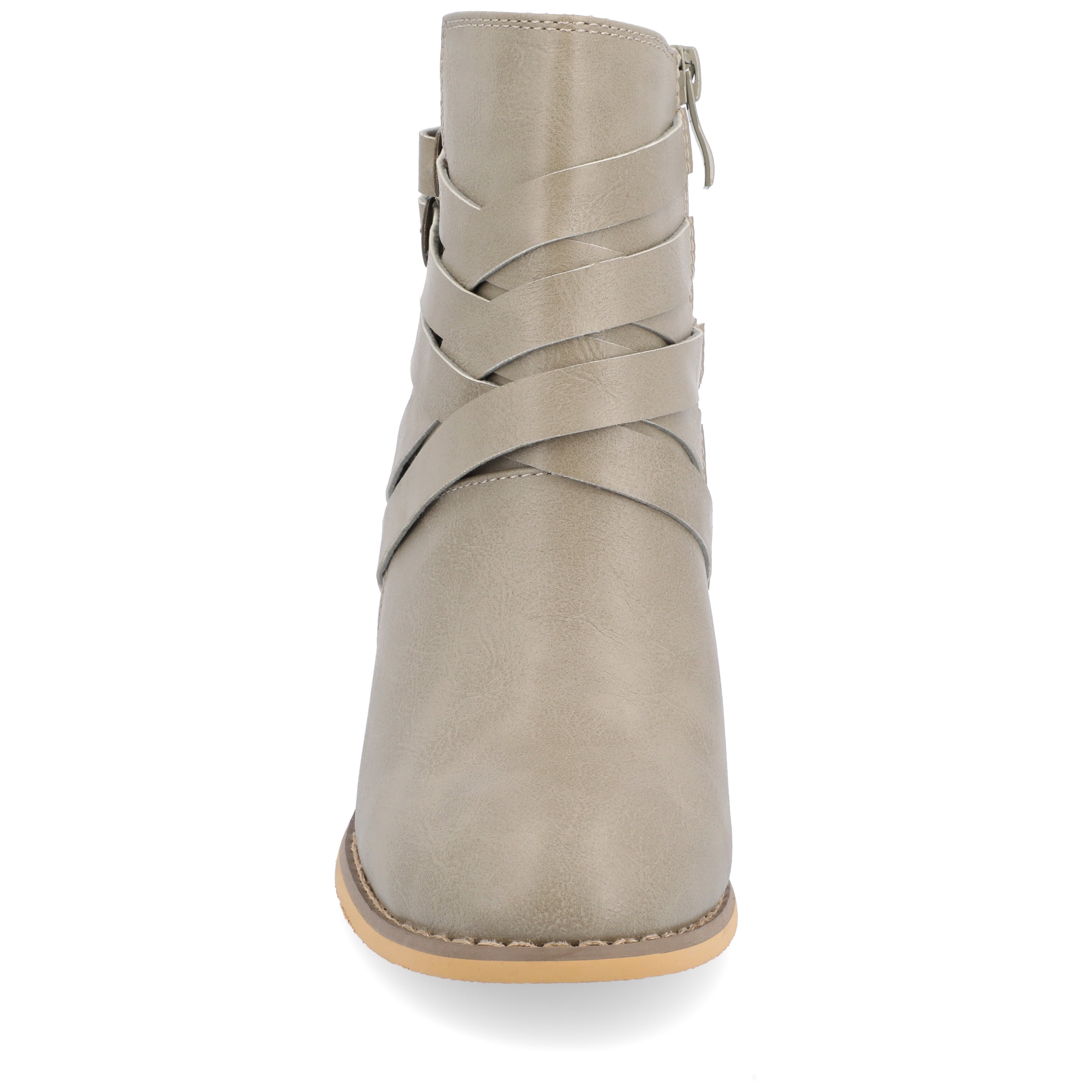 Journee Womens Strap Inside Zip Stacked Heel Booties, Widths Available