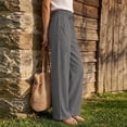 thumbnail image 5 of Linen Cotton Casual Pants For Women Drawstring Pocket Relaxed Road Trip Outfit Summer Soft Looking Draped Silhouette Streetwear Lightweight Comfort, 5 of 7