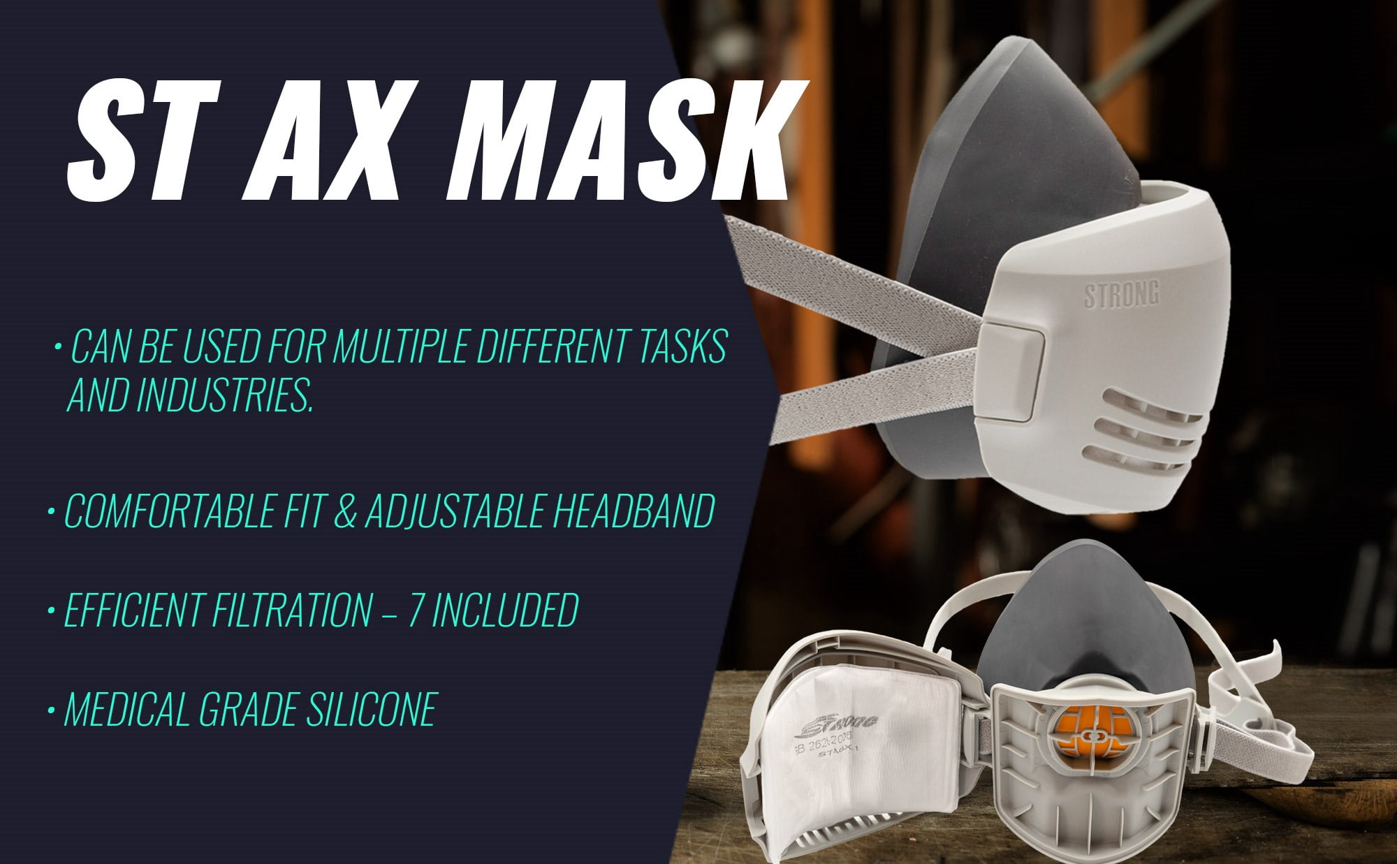 Reusable Respirator Mask with 7 Filters  Half Mask Respirator for Woodworking, Welding, Polishing Painting and Work Protection  Comfortable Quick-Release Headband and Dual Filtration
