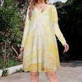 thumbnail image 2 of Yellow Brick Wall, Brick Stone Wall Long Sleeve Dresses For Women Vintage Elegant Party Dress Oversized V-neck Dress S-8XL, 2 of 7