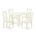 thumbnail image 2 of East West Furniture Norden 5-piece Dining Set with Wood Seat in Linen White, 2 of 5