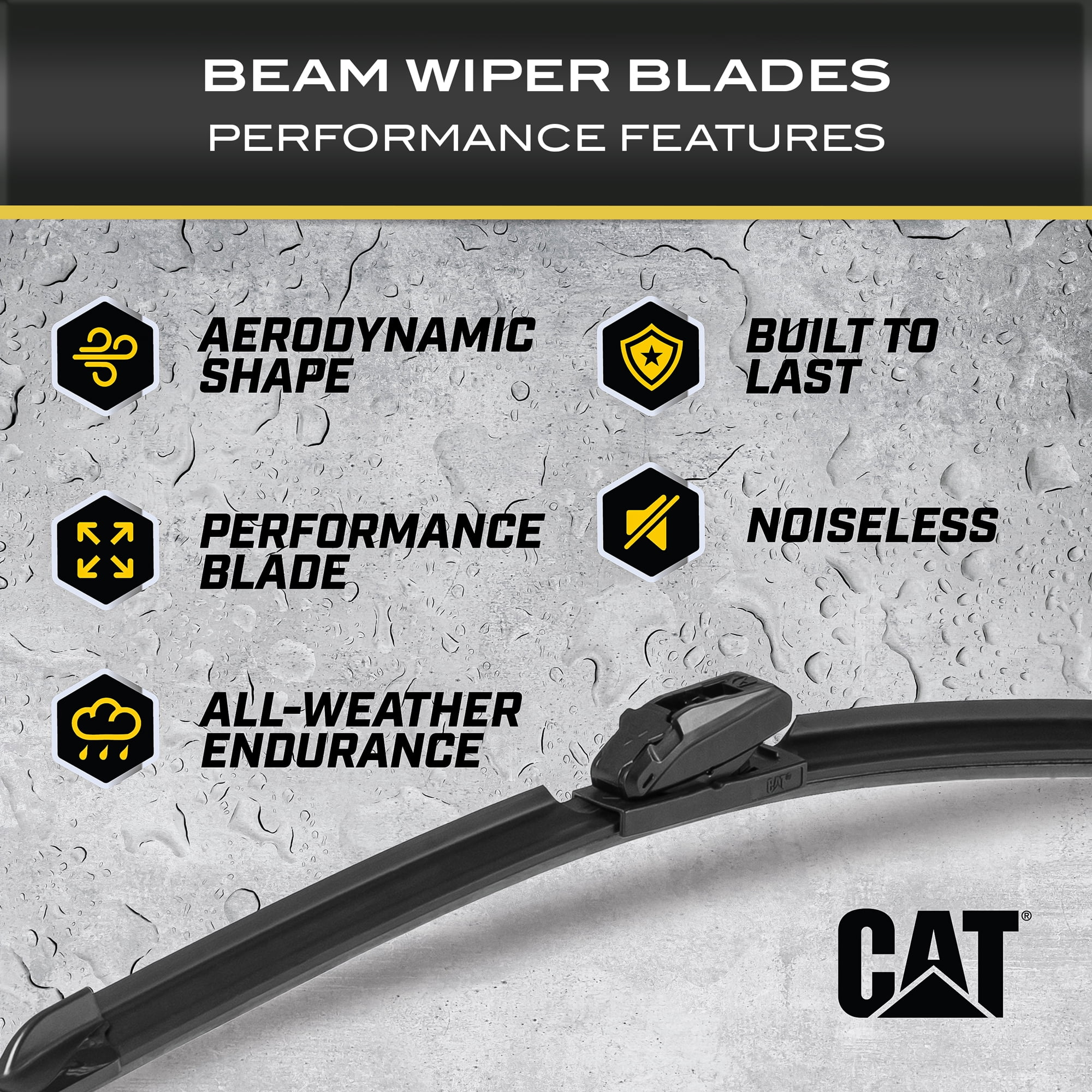 CAT C2.0 Wiper Blades (3-Pack), Front or Rear Wiper Blades for Cars SUVs Trucks, Direct OEM Replacement, Heavy Duty Streak-Free All Seasons Silent Crystal Clear Easy Installation - 22" + 21" + 11"