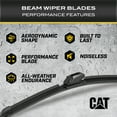 thumbnail image 2 of CAT C2.0 Wiper Blades (3-Pack), Front or Rear Wiper Blades for Cars SUVs Trucks, Direct OEM Replacement, Heavy Duty Streak-Free All Seasons Silent Crystal Clear Easy Installation - 26" + 18" + 14", 2 of 8
