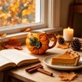 thumbnail image 6 of Yangka Kitchen Pumpkin Ceramic Mug, Vintage Style Coffee Cup with Green Leaf Handle, Festive Drinkware for Holiday Party Table Decor and Autumn Kitchen Essential, 6 of 6