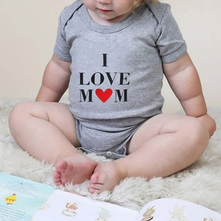 

KONBECA Baby Boys Girls Rompers Infants Pure Cotton Coverall Toddler Baby Girls Boys Bodysuit Short Sleeve Letter Print T-Shirt Jumpsuit Romper Outfits (0-24 Months)