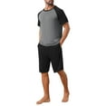 thumbnail image 4 of INSPIRE CHIC Men's Raglan Short Sleeves Crew Neck Drawstring Sleepwear Pajama Set L Black Gray, 4 of 5