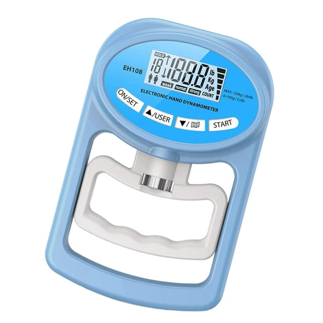 Medidor de agarre electrónico portátil, herramienta de medición de agarre manual LED estable, medición digital de fuerza manual para entrenamiento dep Azul