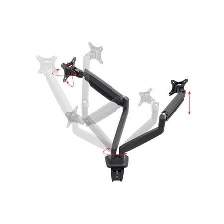 61 Inch Screen Support - Monoprice Smooth Full Motion Dual Monitor Adjustable Gas Spring Desk Mount - Black For Large Screens, Supports Up To 34 inch Monitors, Max 19.8 LBS Weight Per Display - Workstream Collection