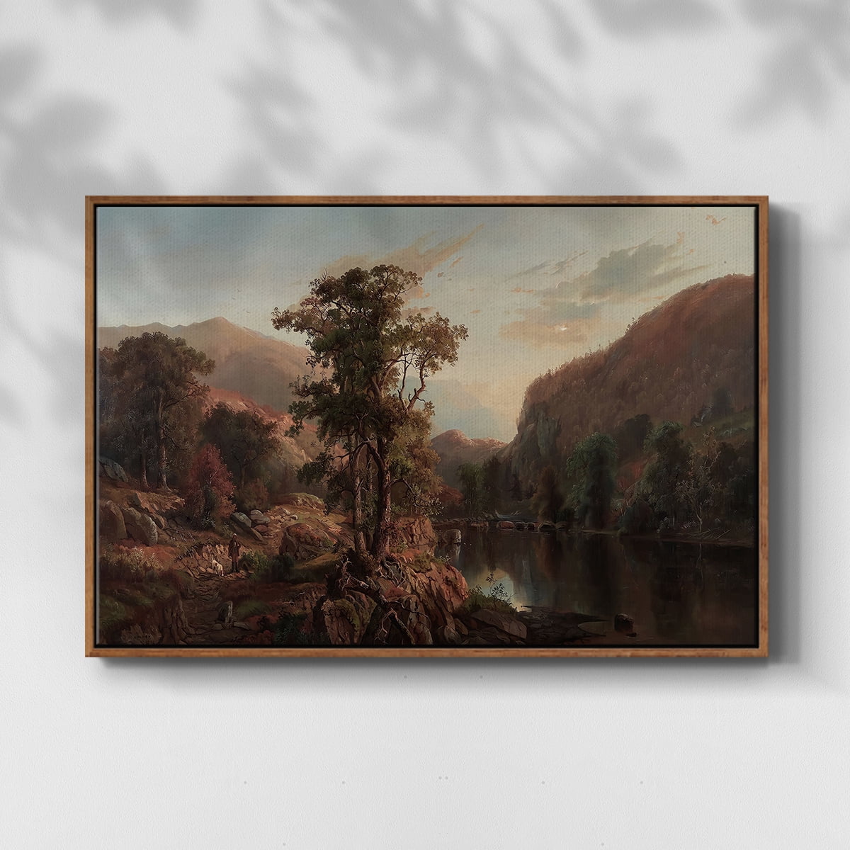 Vintage Landscape-CCCXXX By Wexford Home Framed in Walnut Wood Gallery Wrapped Canvas 25 in. x 37 in.