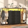 thumbnail image 2 of Zocalo Cómoda 8 Cajones Con Perchero Mueble Para Ropa Con Led Y Usb, Negro, 2 of 8