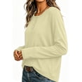 thumbnail image 3 of Horkkom Henley Shirts for Women Solid Color Button Long Sleeve Shirts Baggy Casual Fall Tops S, 3 of 7