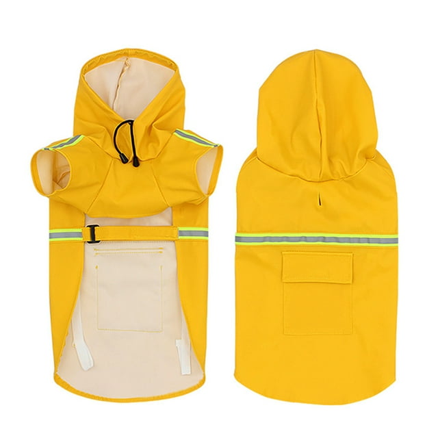 Pet Dog Hooded Raincoat Windproof Rainproof Rain Jacket Poncho With Reflective Strap For Camping Hiking