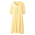 thumbnail image 3 of Vestido informal de verano para mujer, de color liso, con cuello en V y manga media - Túnica holgada larga, poliéster, transpirable, tallas S-XXL, ropa de playa/diaria/de fiesta, 3 of 3