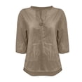 thumbnail image 3 of Endives Women's Linen Shirt V Neck Half Sleeve Loose Fit Casual Blouse Spring Outfit Women's Plus S-5XL, 3 of 5