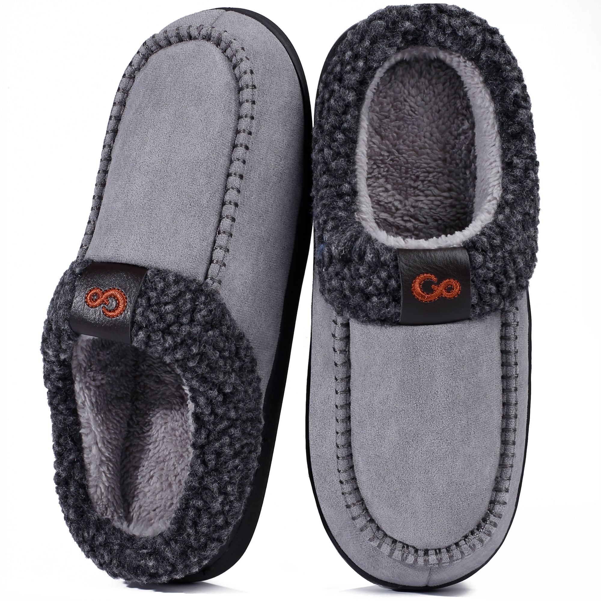 DEER STAGS  Mens Brown Cushioned Lodge Round Toe Slip On Slippers 8 ds-mens-lgm112-drkbrntan-lgem-  main image 2