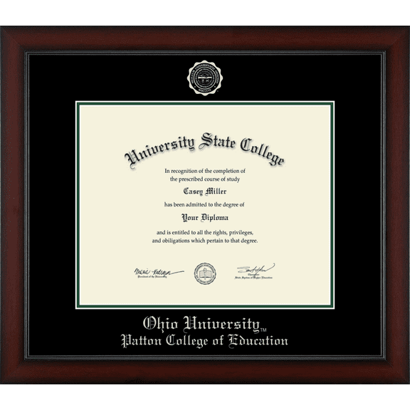 Ohio University Patton College of Education Diploma Frame, Docment Size 15" x 12"