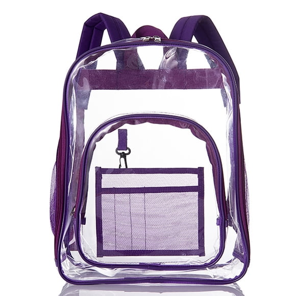 Mochila transparente para mujeres y hombres, mochilas de PVC, mochila transparente, mochila para niños y niñas, 42 x 33 x 17 cm, color morado