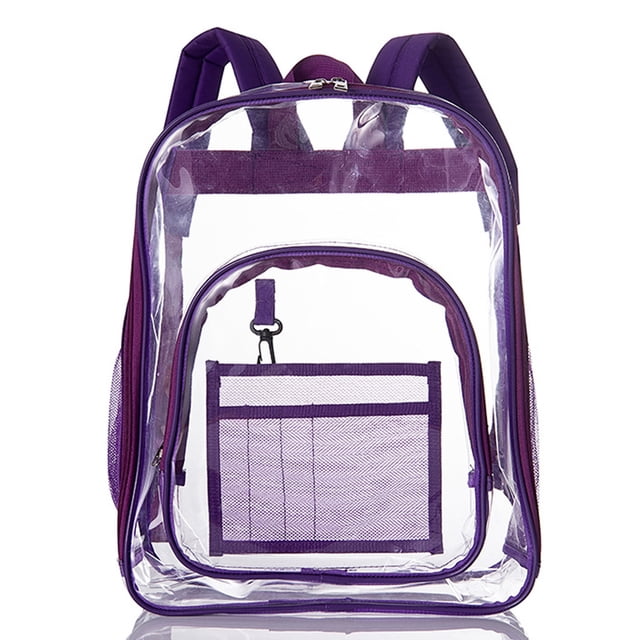 Mochila transparente para mujeres y hombres, mochilas de PVC, mochila transparente, mochila para niños y niñas, 42 x 33 x 17 cm, color morado