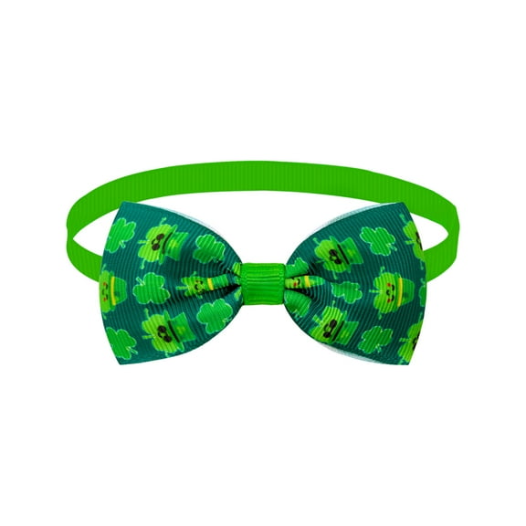 A 2 Pack St Patricks Day Bow Tie Green For Cats Dogs Decorative Four Leaf Clovers Holiday Small Medium Pets Style A