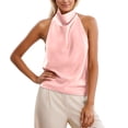 thumbnail image 2 of Satin Tank Tops for Women Halter Turtleneck Backless Loose Sleeveless Shirt Y2k Going out Tops Summer Outfits, 2 of 5