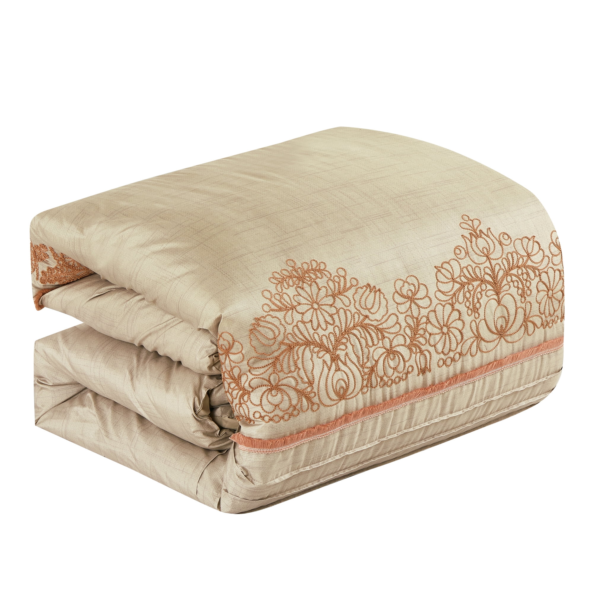 EvJk 7-Piece Luxury Comforter Set, Grand Embroidery Statement, King