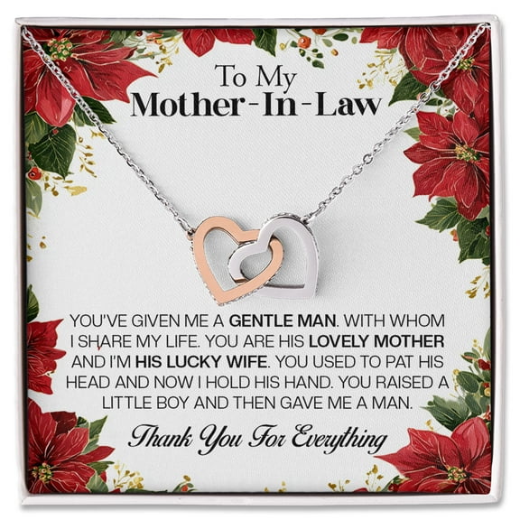 Mother-In-Law Necklace Gift From Daughter, Interlocking Hearts Jewelry, Christmas Or Birthday Present, Sentimental Jewelry For Mother Of Husband, Thank You Gift