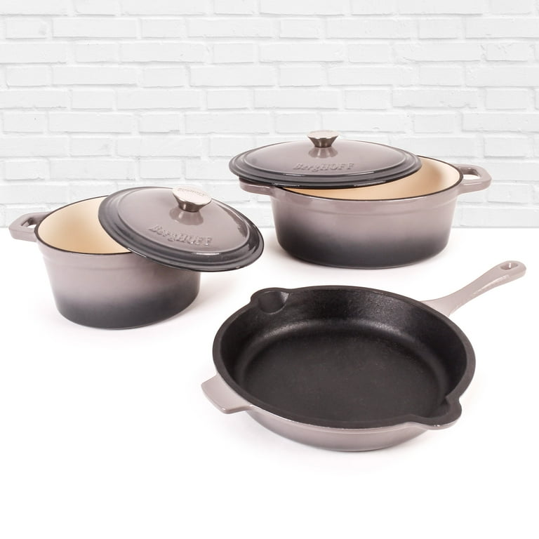 BergHOFF Neo 5pc Cast Iron Cookware Set, Oyster