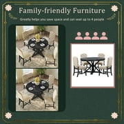 Besthome Farmhouse Extendable Round Kitchen Dining Room Table Set with Upholstered Chairs of 4, 5 Piece Round Dining Table Set with Extendable Table, Espresso