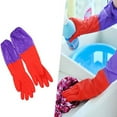 thumbnail image 3 of 1 Pair Waterproof Housework Long Cuff Rubber Latex Bowl Clothes Cleaning Gloves, 3 of 7