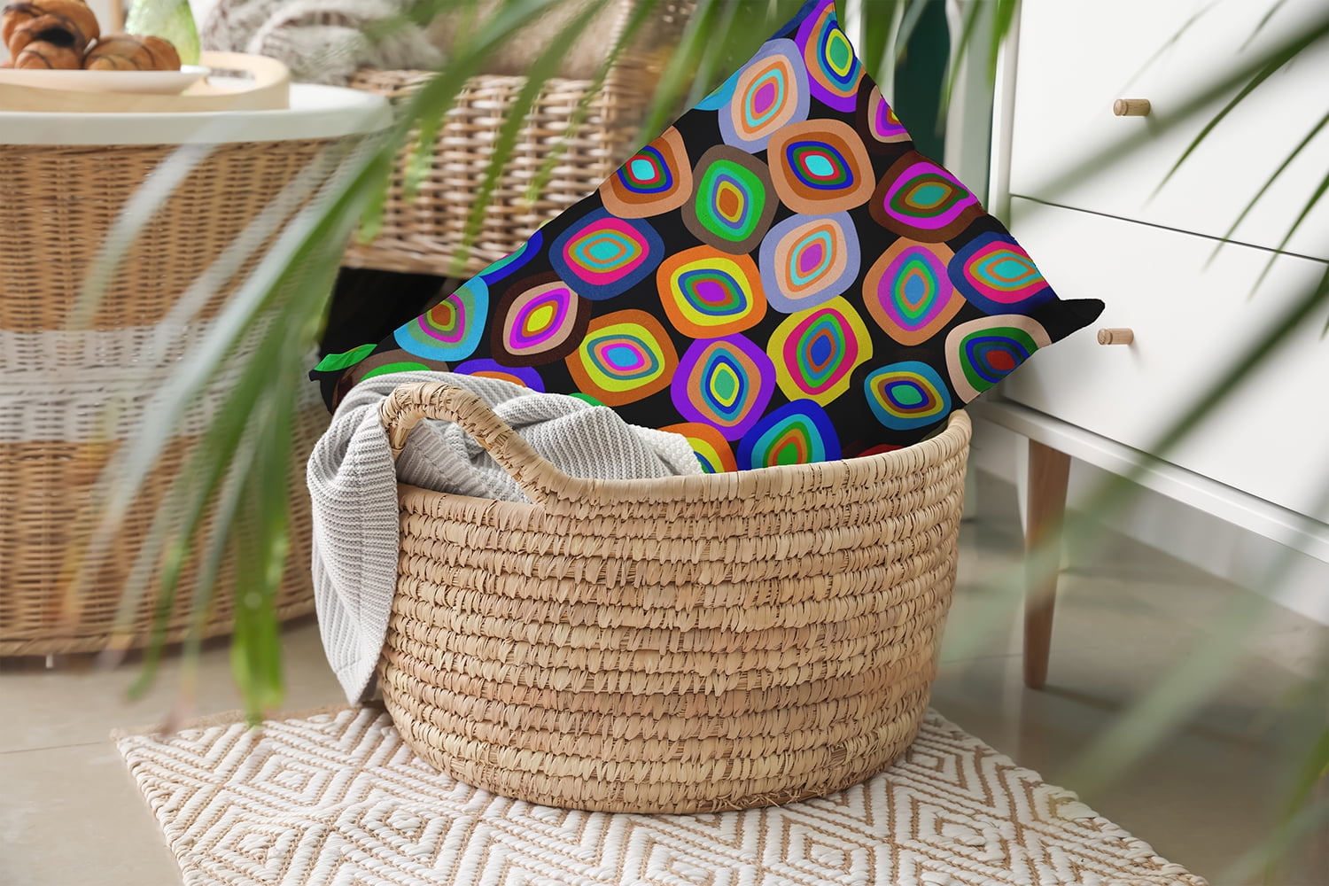 20" x 14" Simply Daisy Modern Leaf Pile Polyester Accent Pillow, Multi Qty 1
