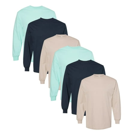 American Apparel Long Sleeve T-Shirt Heavyweight 100% Cotton Crew Neck Casual Comfort Long Tee (Assorted Color 6 Pack M) American Apparel Long Sleeve T-Shirt Heavyweight 100% Cotton Crew Neck Casual Comfort Long Tee (Assorted Color 6 Pack M)