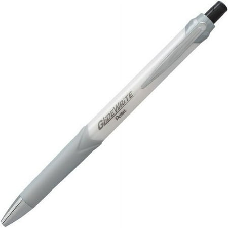 UPC: 0072512281192 | Pentel GlideWrite Signature 1.0mm Ballpoint Pen 1 mm Pen Point Size – Black  White Gel-based Ink – 12 / Dozen