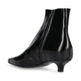 thumbnail image 4 of FSJ Women Trendy Square Closed Toe Ankle Boots Block Kitten Low Heel Side Zip Glossy Short Booties Comfy Office Party Shoes Size 5.5 Black, 4 of 4