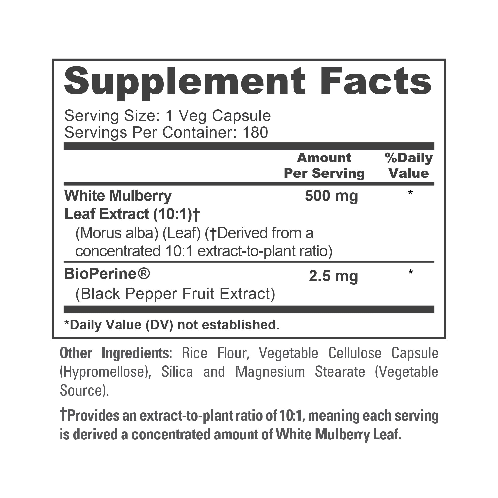NusaPure White Mulberry Leaf Capsules, 500 mg, 180 Veg Capsules (Non-GMO, Vegan)