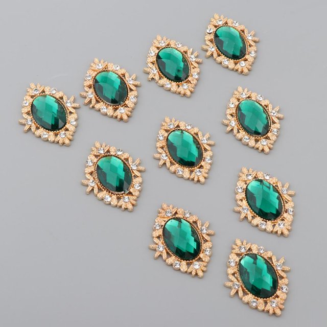 10 Piezas De Sueltas De Imitación Piedras Preciosas Botones Planos, Decoración De La Boda Para Trajes De Baile Adhesivos tos Bol Verde Baoblaze Flatback Beads Botones