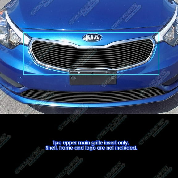 APS Compatible with Kia Forte 2014-2016 Main Upper Aluminum Black Horizontal Billet Front Grill Grille Insert K65963H