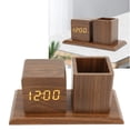 thumbnail image 1 of PortaláPices Reloj, Brillo De 3 Niveles Reloj Digital Escritorio PortaláPices Reloj De Flores Artificiales Ajuste Control De Voz LED Reloj Despertador Digital Pantalla De, 1 of 7