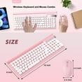 thumbnail image 6 of Wireless Keyboard and Mouse Combo, RaceGT Silent Keyboard Mouse Set, Retro Cute Typewriter Keyboard with Phone Tablet Holder, Round Keycaps, 2.4G Mouse Compatible with PC/Laptop/Computer(Pink), 6 of 9