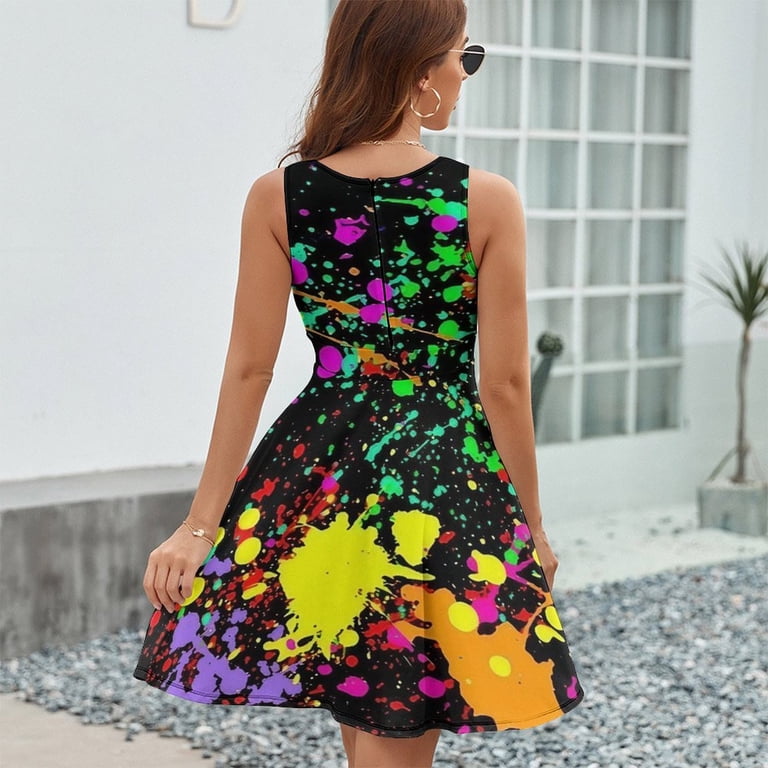 neon pattern dress Trippy Neon 80's Space Party