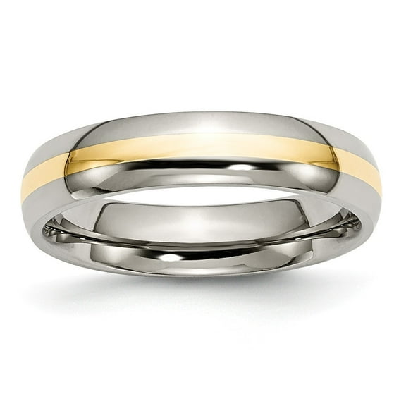Titanium 14k Gold Inlay 5mm Polished Band Ring - Size 9.5