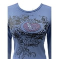 thumbnail image 5 of Yuemengxuan  Women’s new pattern fashion Heart Hot Drilling Printed Round Neck Long Sleeve Tops, 5 of 6