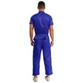 thumbnail image 2 of iiniim Mens 3Pcs Astronaut Costume Space Man Flight Suit Zipper Front Shirt Tops with Belt Pants Set Type A Blue S/160, 2 of 7
