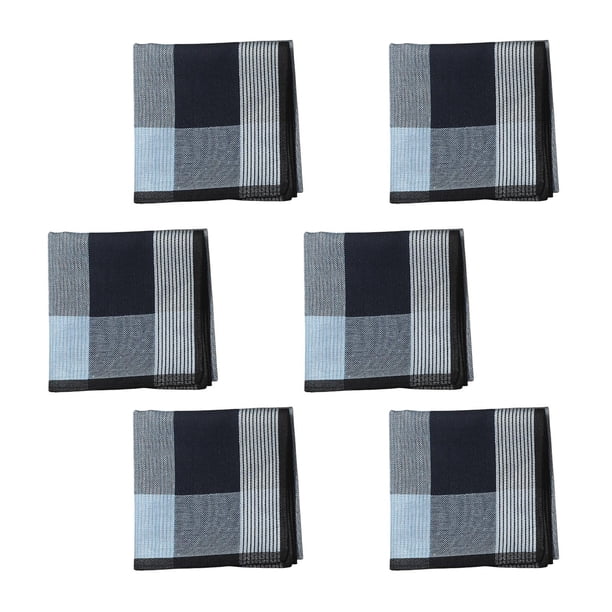 6 pañuelos de tela para hombre, pañuelos de bolsillo, pañuelos, pañuelos surtidos Negro